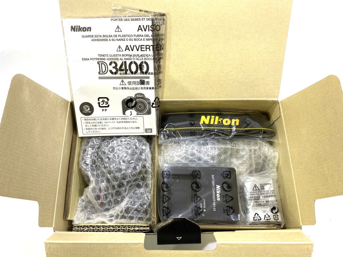 ◇【未使用】Nikon デジタル一眼レフカメラ D3400 ダブルズームキット ブラック D3400WZBK