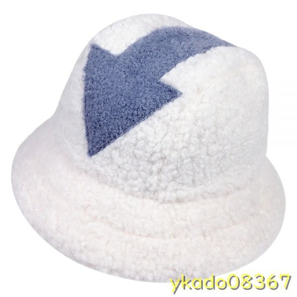 P2151: Appa-男性と女性のための混合帽子 暖かい冬の釣り帽子 フェイクファー 矢印のシンボルがプリントされたフラットトップ_青