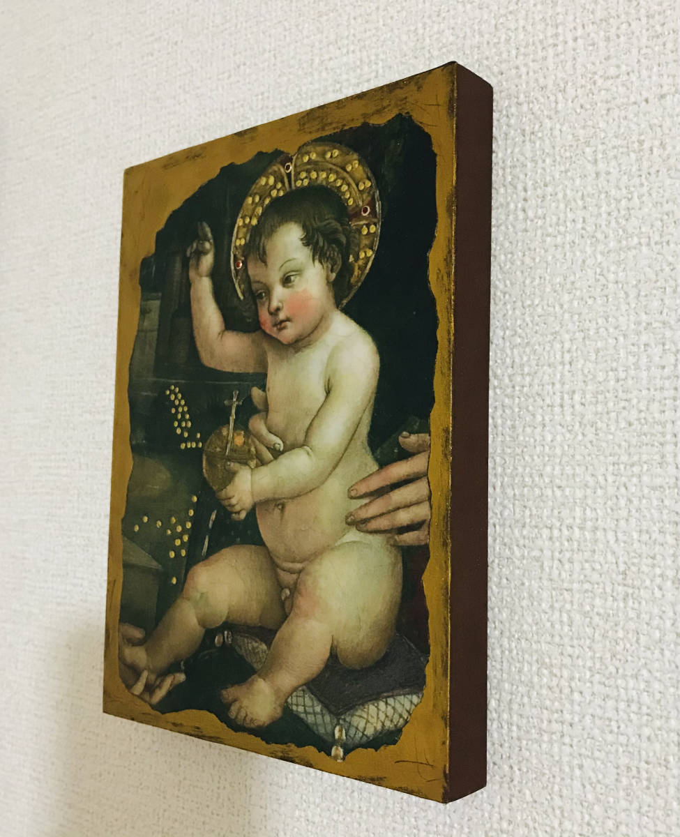 壁掛け 小サイズ キリスト像 ルネサンス 絵画 イタリア アンティーク 