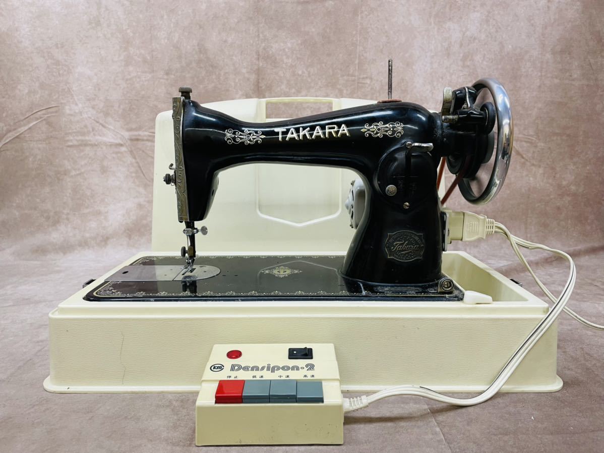  Nara departure Showa Retro antique sewing machine TAKARA that time thing .. thing operation goods button operation type direct taking over possibility 