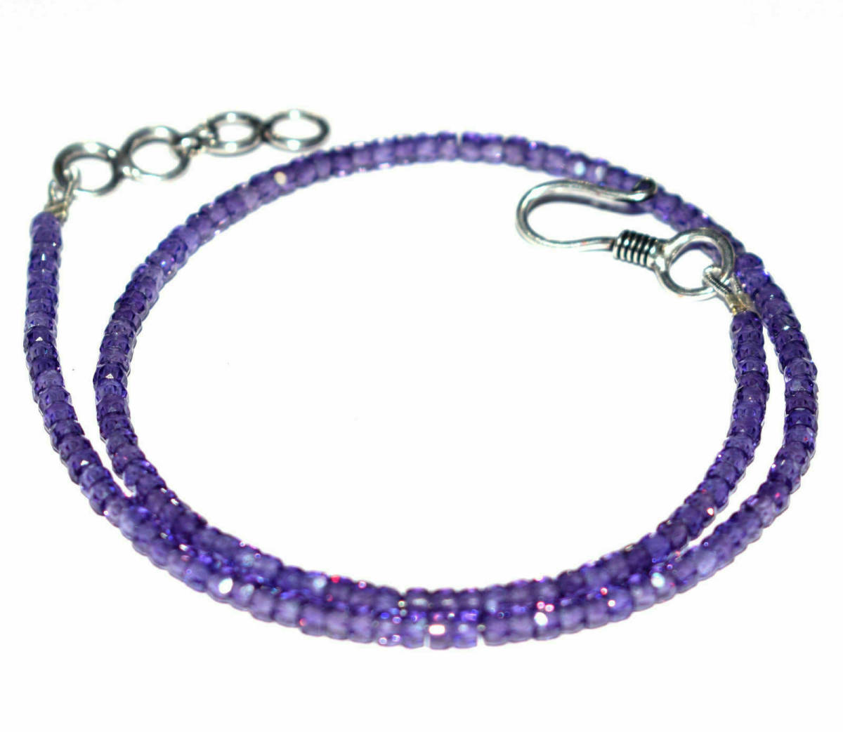 ジルコン　　すぐにお届けできます。紫色のジルコン・ネックレス　宝石 3 ㎜ ロンデル ファセット　45.72㎝ストランド ネックレス