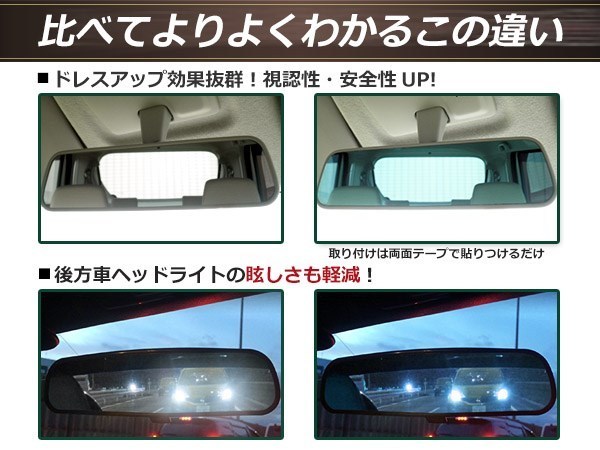 日産 ティーダ C11 ブルーレンズ ルームミラー バックミラー ドレスアップ パーツ 防眩レンズ ガラス 貼り付け ICHIKOH8294_画像3