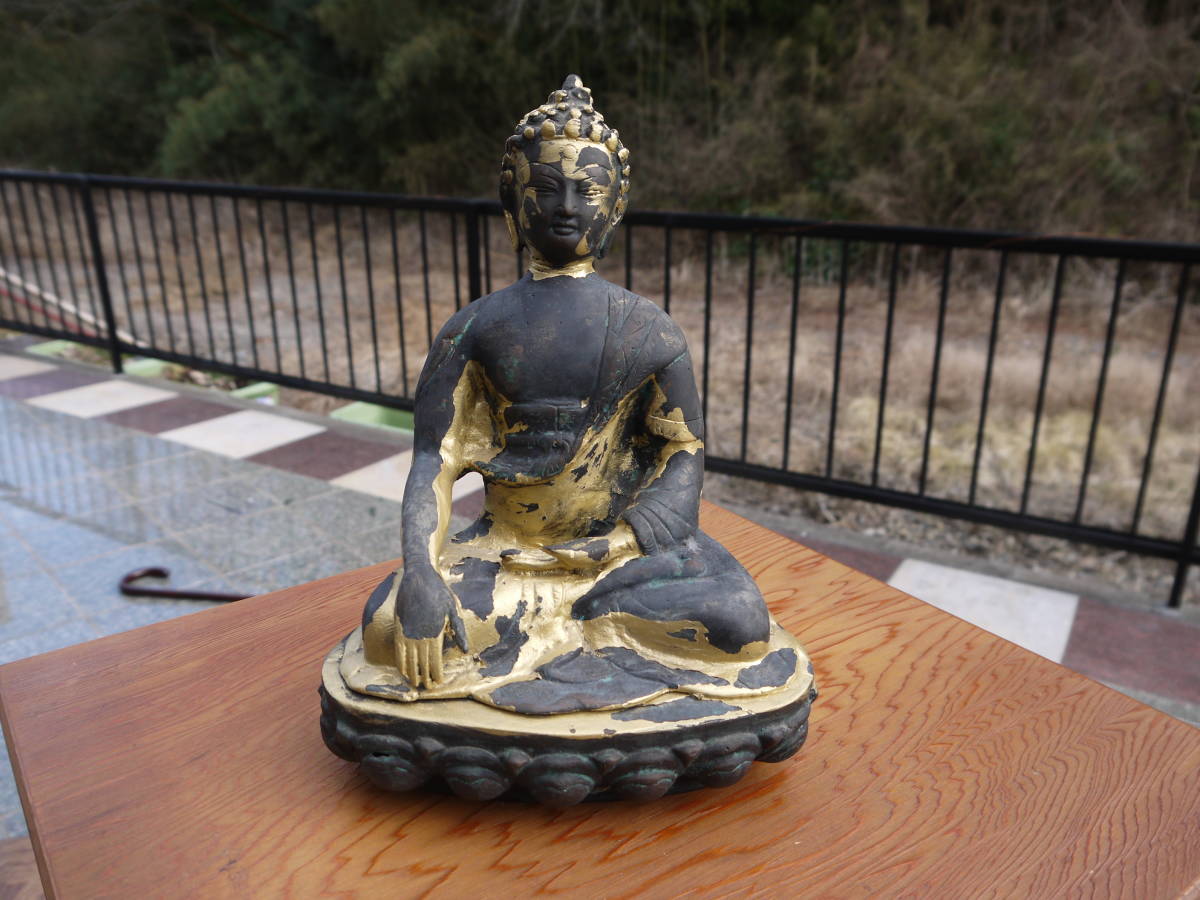 【TS20221】仏教美術 古美術 仏像　薬師如来坐像/阿弥陀如来坐像　チベット仏教　古銅 渡金 高さ2cm_画像1