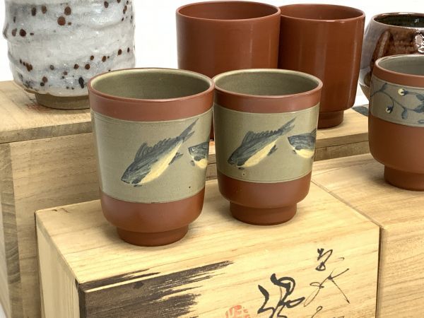 伊藤赤水 無名異焼 他 大量まとめてセット 湯呑 盃 ぐい呑 佐渡 山水