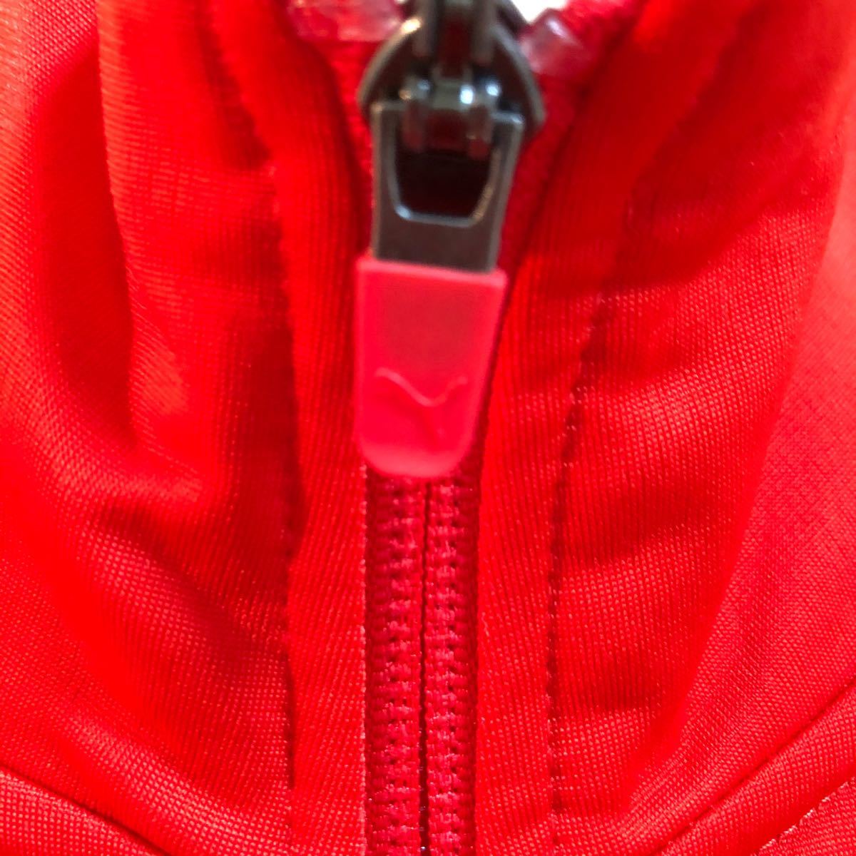 【プーマ  PUMA 】美品ワンポイント ロゴ トラック ジャージ ジャケット フルジップアップ 赤 レッド 