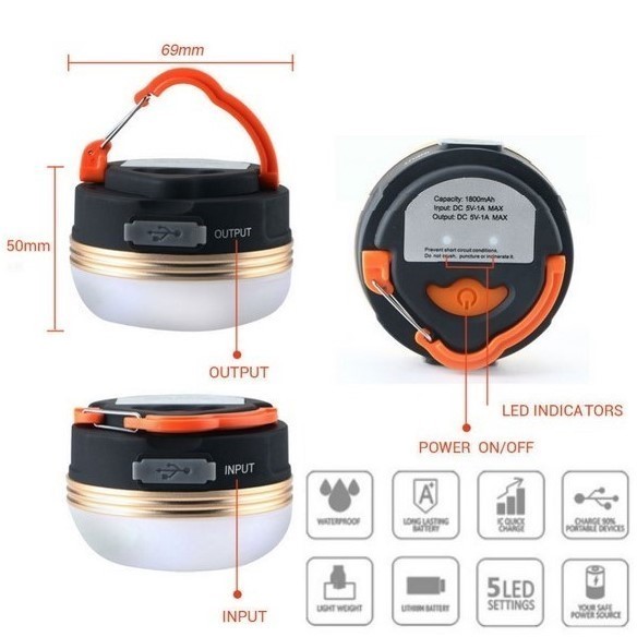 最新LEDランタン USB充電式 1800mAh キャンプ アウトドア ライト 防水　登山 品質保証 初期不良交換対応可