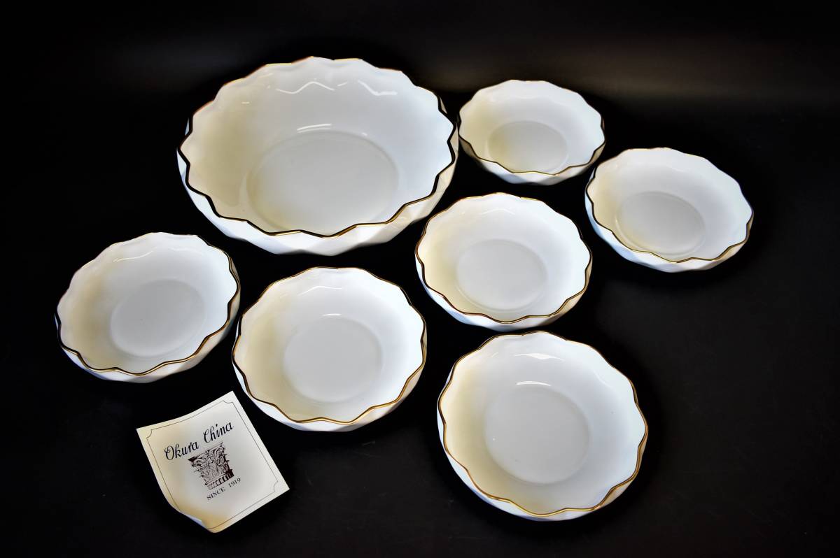 新品登場 Okura China/大倉陶器/和皿揃/銘々皿揃/大皿1枚 中皿6枚セット/金線/金彩/プレート 大倉陶園 新品登場 Okura China/大倉陶器/和皿揃/銘々皿揃/大皿1枚 中皿6枚セット/金線/金彩/プレート 大倉陶園