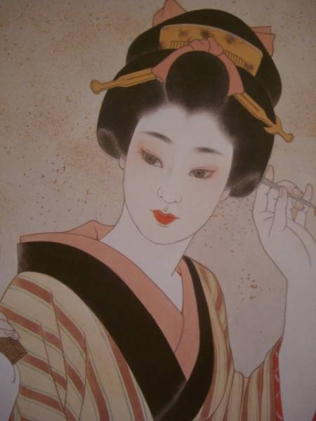 今野 由恵、【手かがみ】、人気作品、美人画、日本の美、希少画集・額装画、状態良好、送料無料_画像3