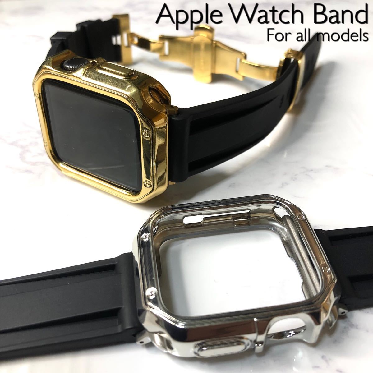 ブラック アップルウォッチバンド ラバーベルト Apple Watch band 通販
