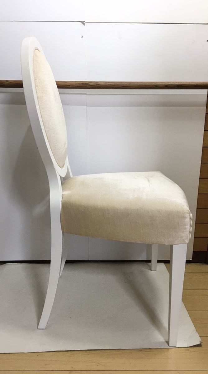 3-88 FENDI CASA フェンディ チェア 椅子 ベロア 白 オフホワイト ベルベット