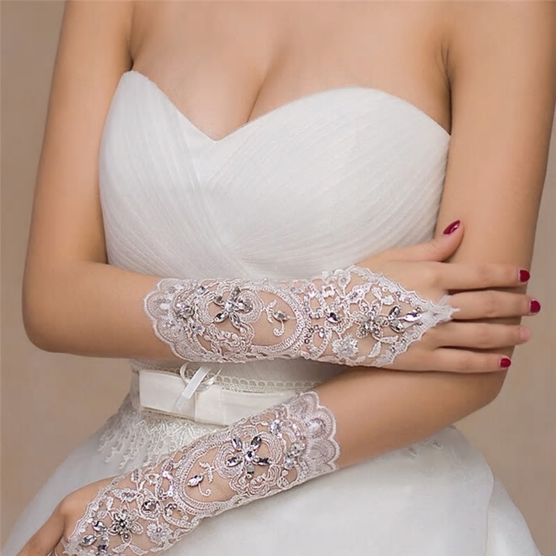  роскошный стразы свадебный перчатка примерно 23.