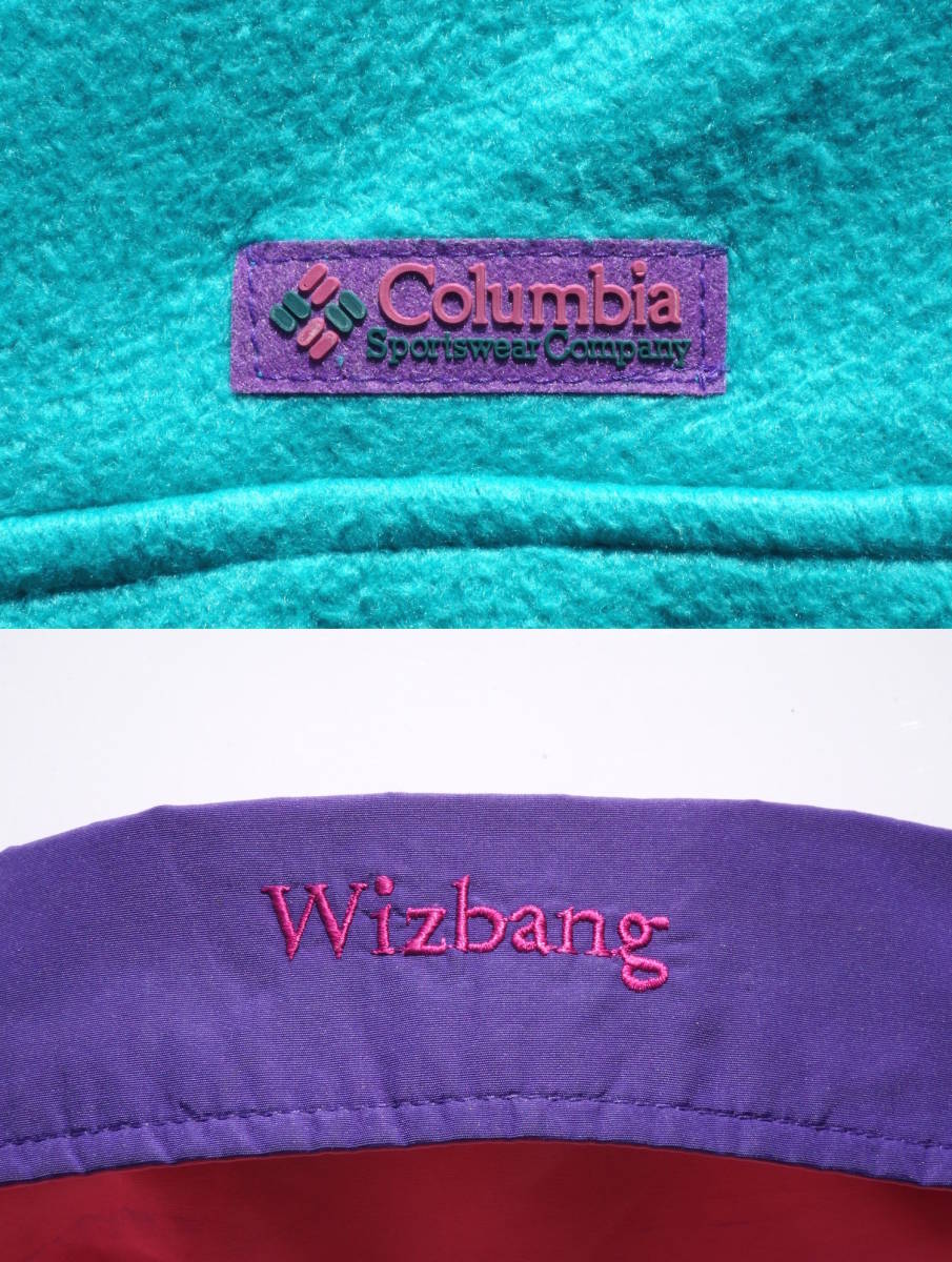 1980s Vintage Columbia темно-синий бирка neon цвет флис жакет L многоцветный k Lazy Colombia USA America б/у одежда 