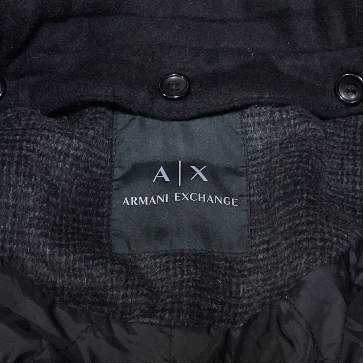 1円〜 【新品タグ付き】 アルマーニエクスチェンジ ARMANI EXCHANGE チェック チェスターコート ロングコート XL チャコールグレー  メンズ