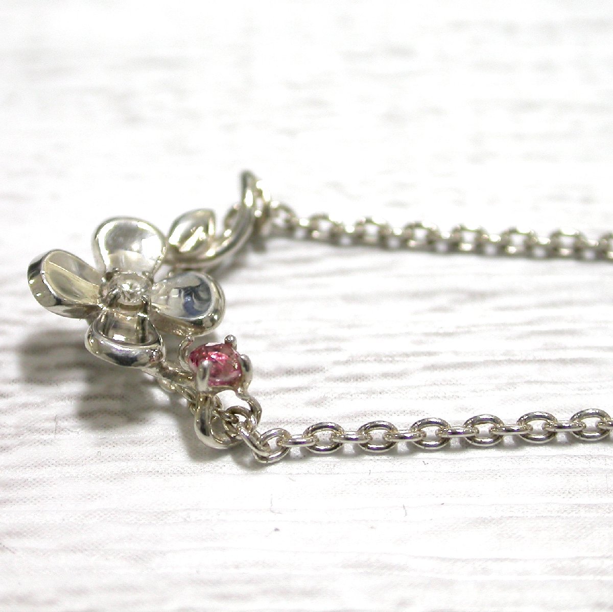 M1180[BSJBJ]STAR JEWELRY Star Jewelry Sv925 SILVER silver Cubic Zirconia crystal flower pendant necklace 