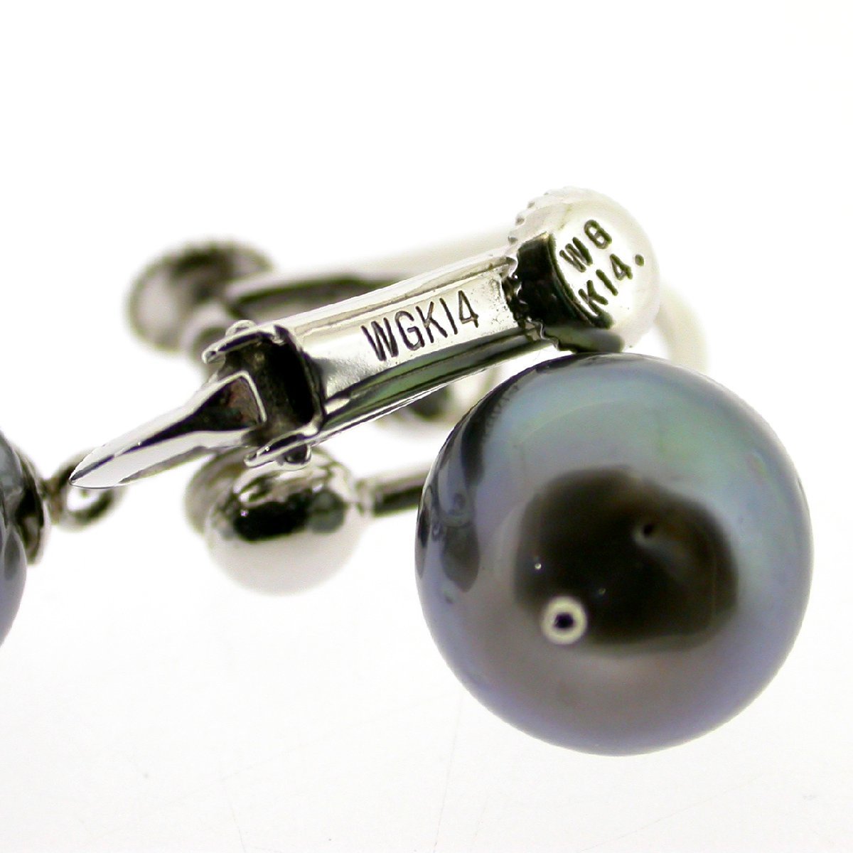 M1805【BSJJ】黒蝶真珠 SILVERネックレス8.2mm~11mm K14WGイヤリング