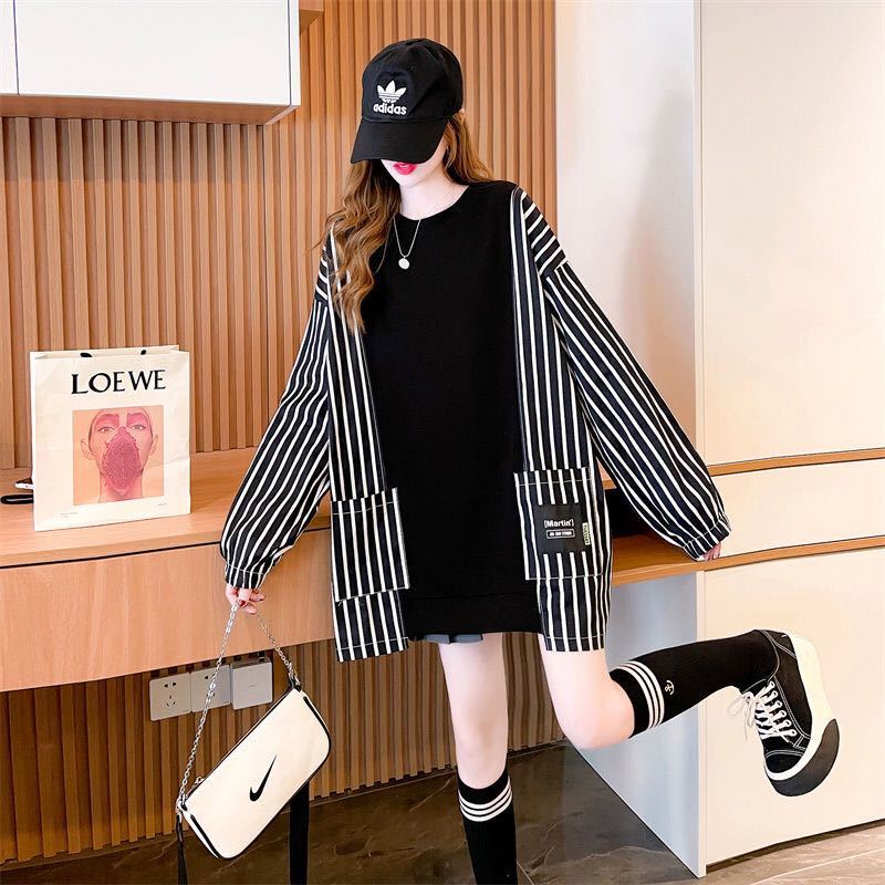  sweatshirt tops switch thin s tray p pattern body type cover casual spring autumn lady's easy LUCA284(3 color M-2XL)