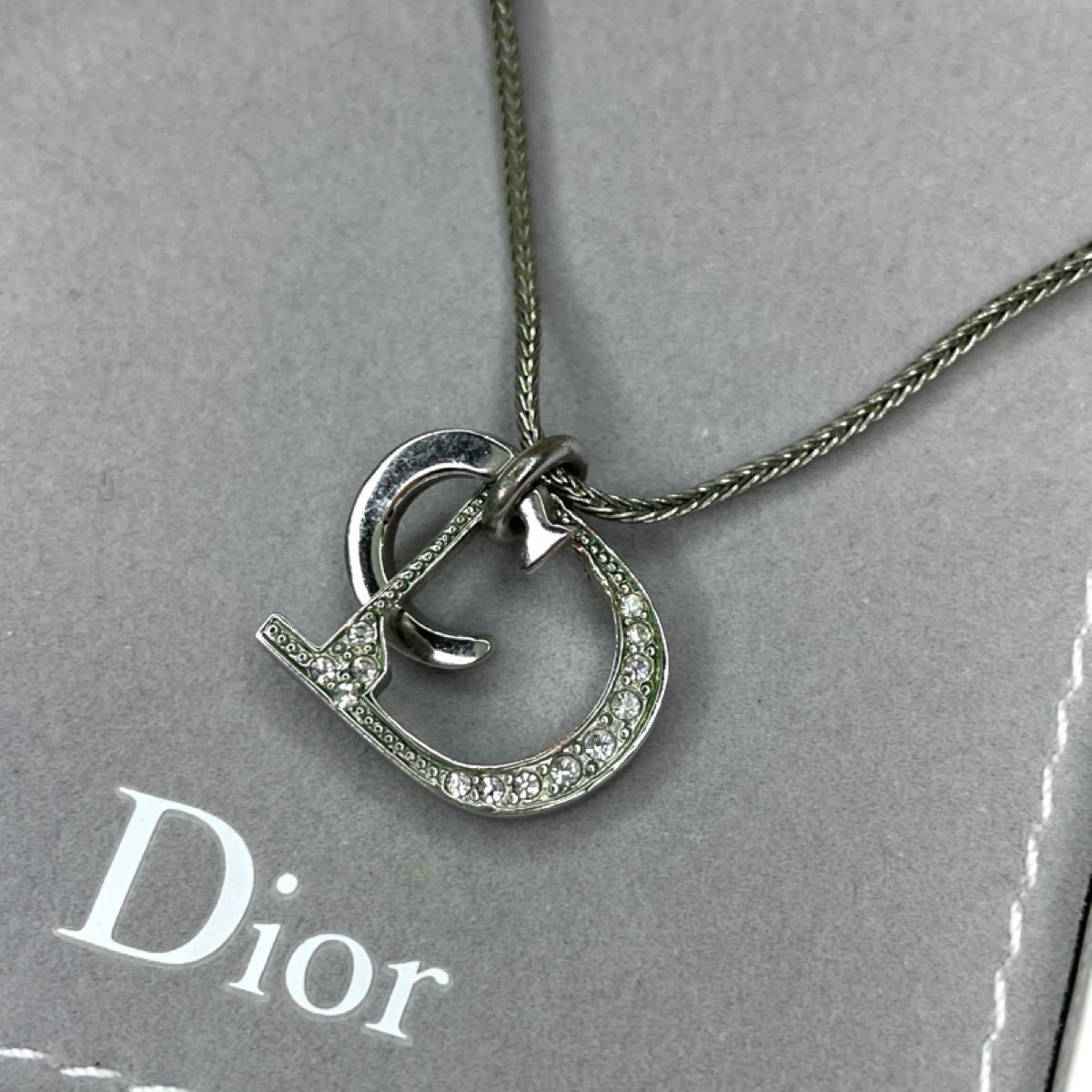 極美品 Dior クリスチャンディオール ネックレス 刻印あり シルバー CD