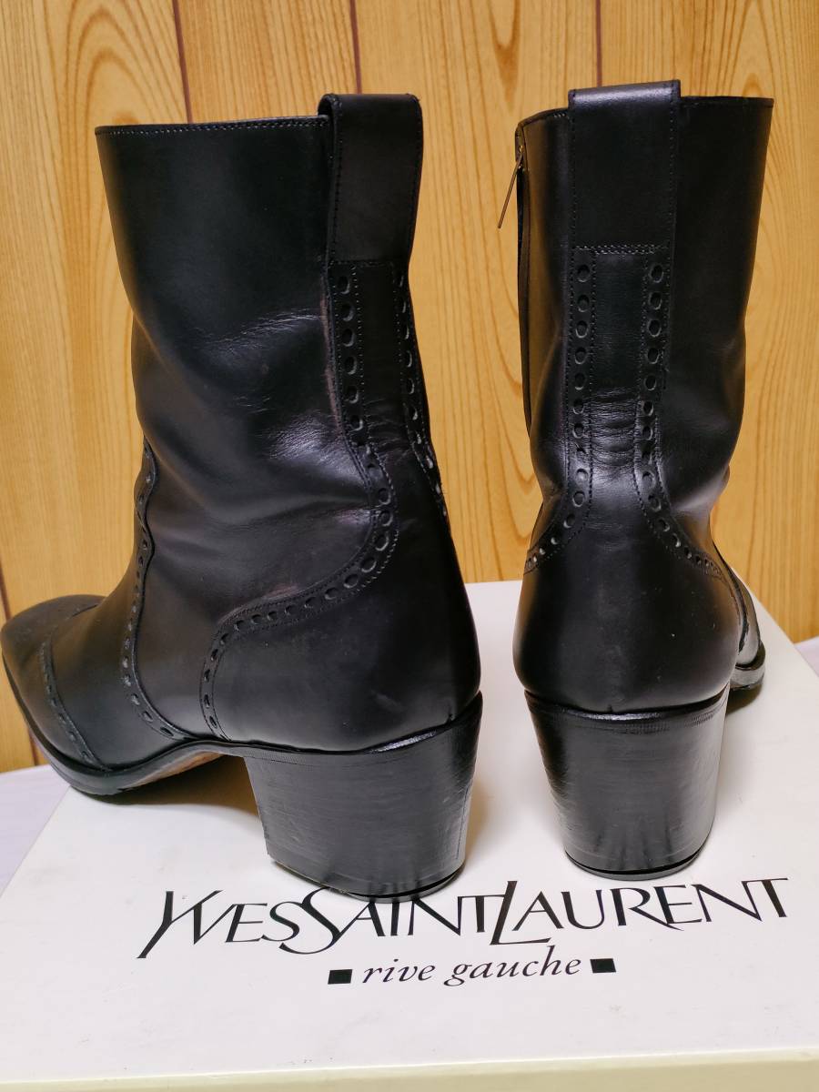 正規レア Yves Saint Laurentイヴサンローラン YSL メダリオン ジョニー ブーツ 黒 6.5ヒール 39/ 24.5~25 メンズ S カスタムワイドソール+_画像5