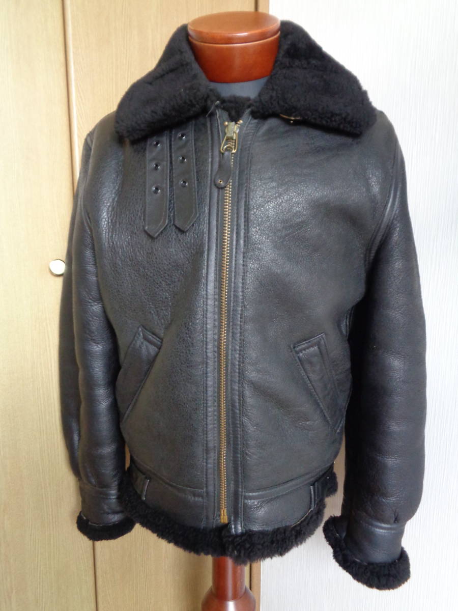 極上 美品 USA製 Schott ショット B-3 ブラック シープスキン レザー