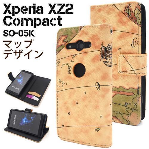Xperia XZ2 Compact SO-05K 地図デザイン 手帳型ケース / レトロな世界地図デザインがオシャレ_画像2