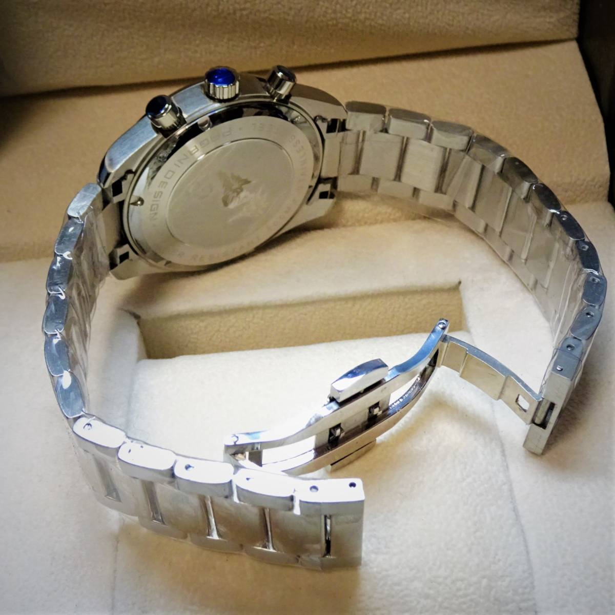 1円〓新品〓メンズクオーツ式腕時計セイコー製VK63ムーブメント搭載オマージュウオッチPAGANI DESIGN〓ブラックPD-1712_画像5