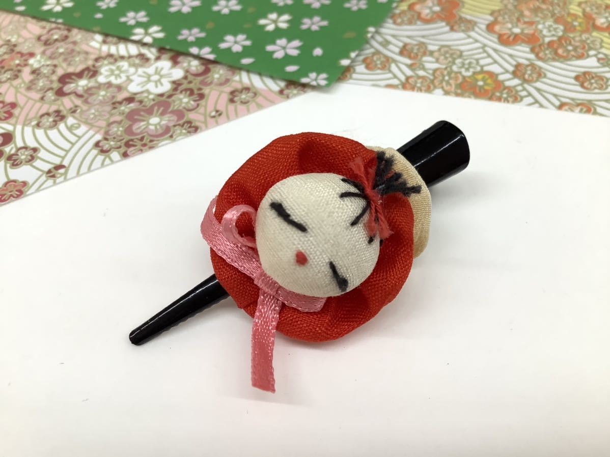 ☆お買い得☆和風ヘアクリップ ③☆古布☆ハンドメイド☆女の子☆紅白