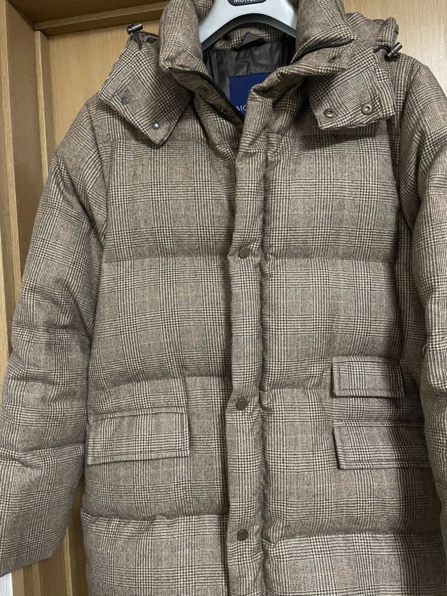 レア モンクレール 青タグ グレンチェックウール ブラウン系 1サイズ