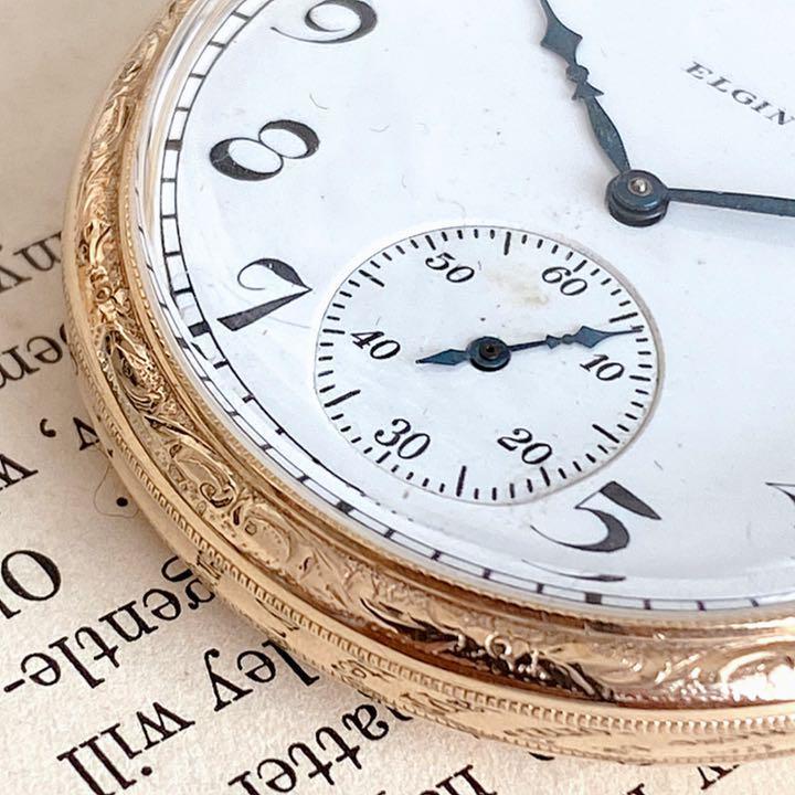 ◎1922年製/米国/ビンテージ/ElGIN/エルジン/懐中時計/美しい彫刻/12