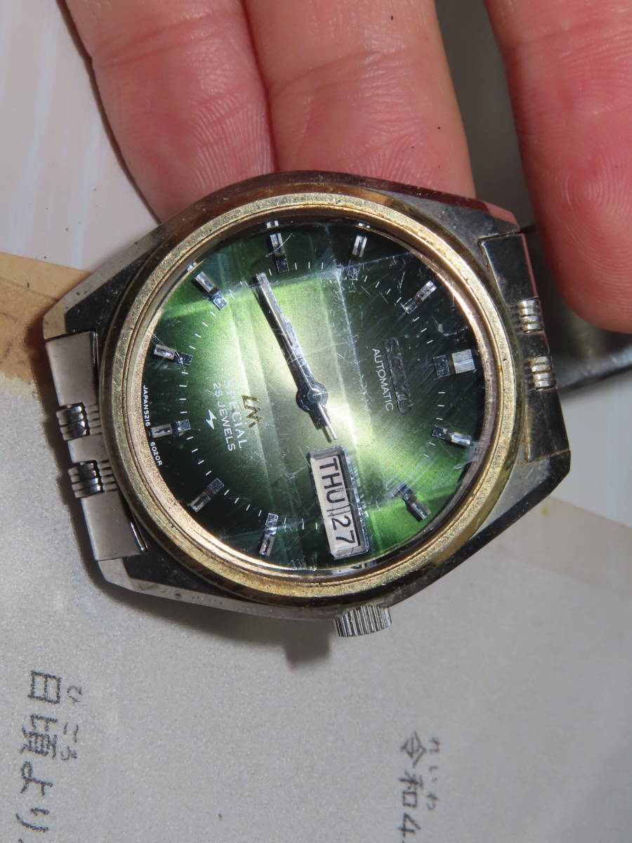 サイズ交換 ネコポス可 Seiko セイコー Lm ロードマチック スペシャル 5216 6010 カットガラス サファイア 緑文字盤 自動巻８振動 3 針デイデイト 数台のみ在庫あり アクセサリー 時計 ブランド腕時計 Roe Solca Ec