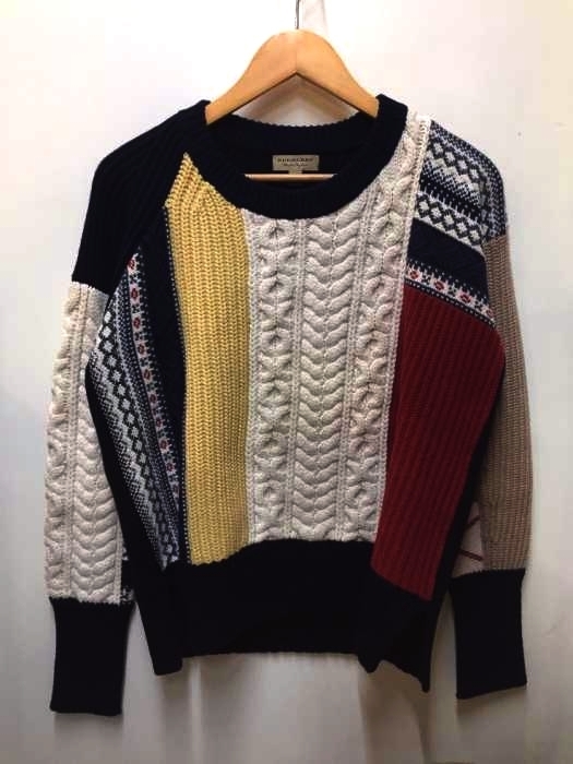 BURBERRY バーバリー PATCHWORK CHUNKY KNIT SWEATER レディース 安全Shopping 【おトク】 中古 古着 0753 S