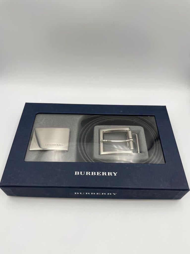 バーバリー ベルト ブラック シルバーバックル 未使用品 メンズ レザー
