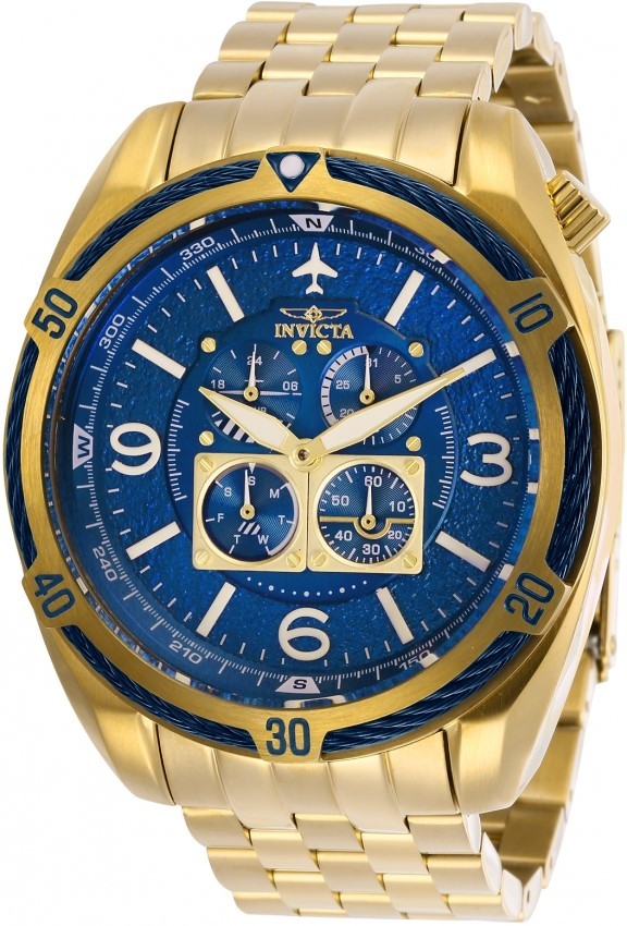定価約14.7万】INVICTA インビクタ AVIATOR ブルー×ゴールド文字盤