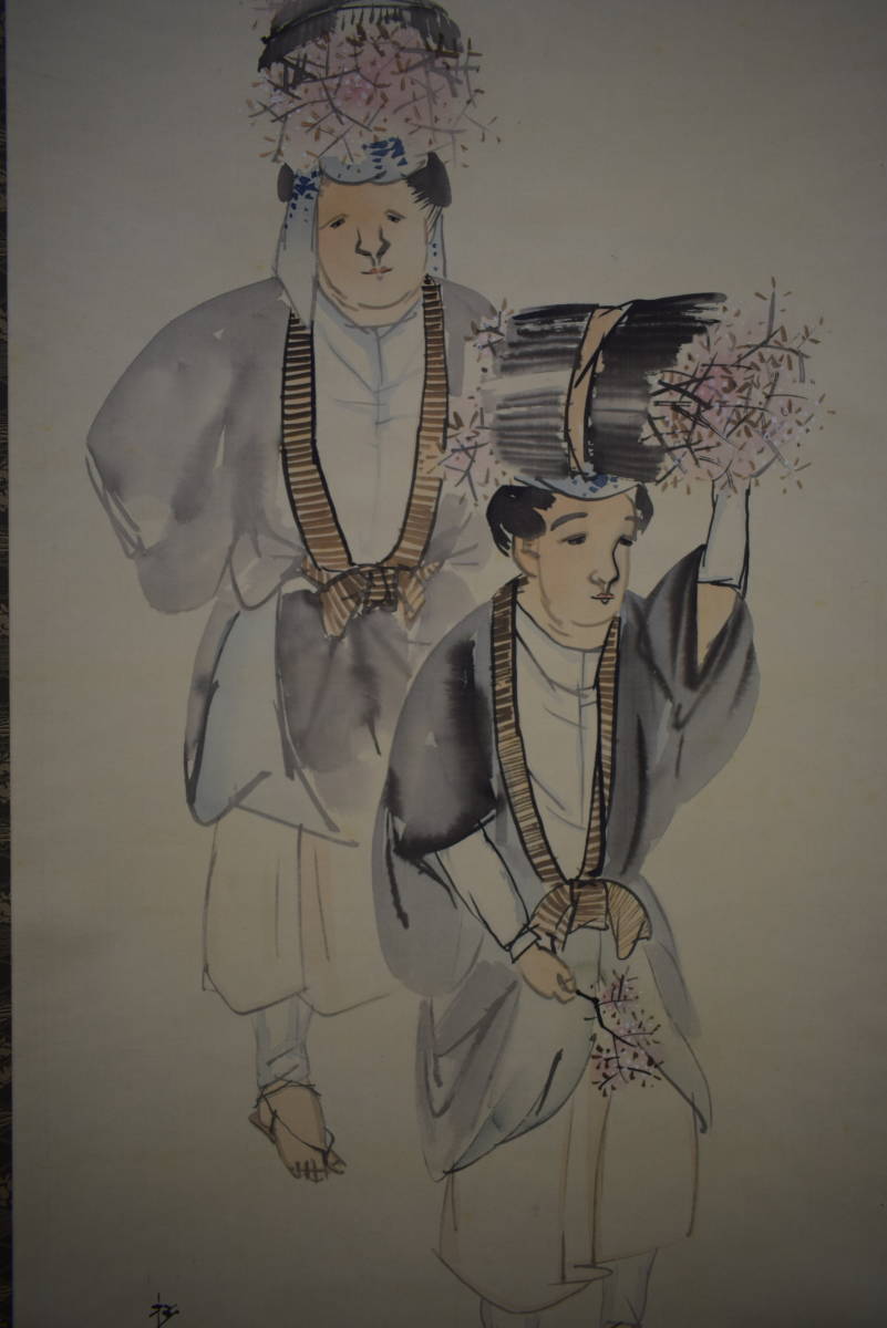 真作/立松義寅/美人画/婦人之図/納涼美人/美婦湯上り/掛軸☆宝船