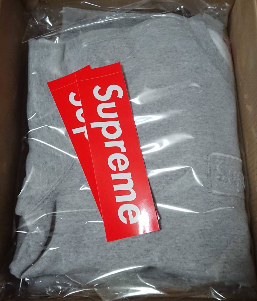 国内正規品 新品未使用 Supreme Cutout Logo Crewneck Heather Grey S