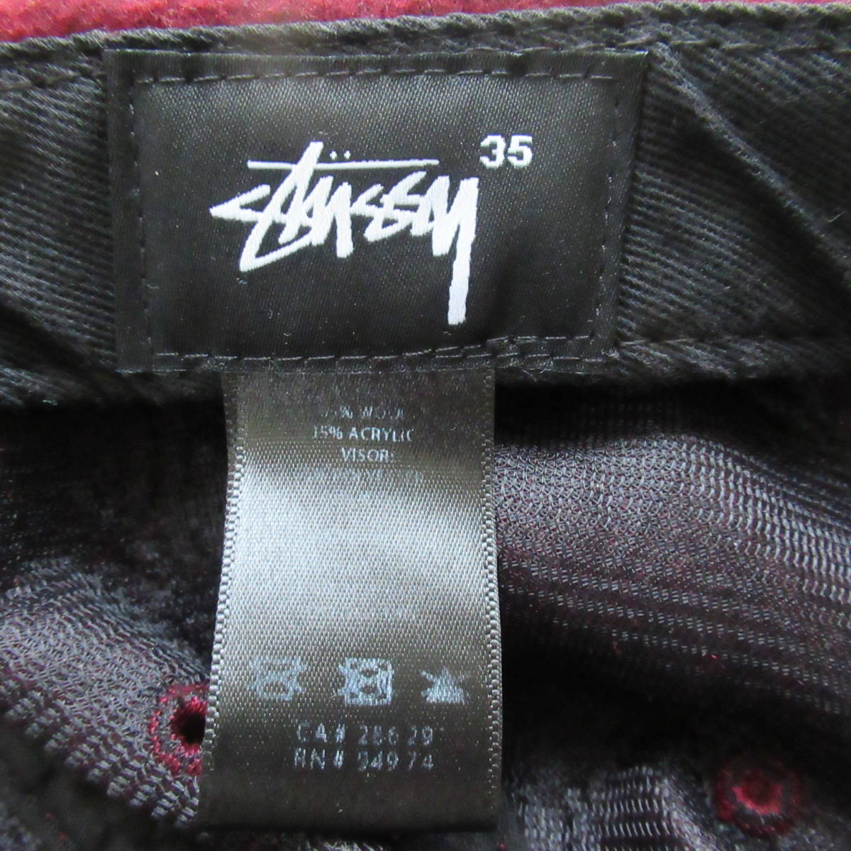 ★即決送込★USA製 35周年限定 IST STUSSY TRIBE トラッカーキャップ cap hat 帽子 黒 black えんじ wool ウール_画像7