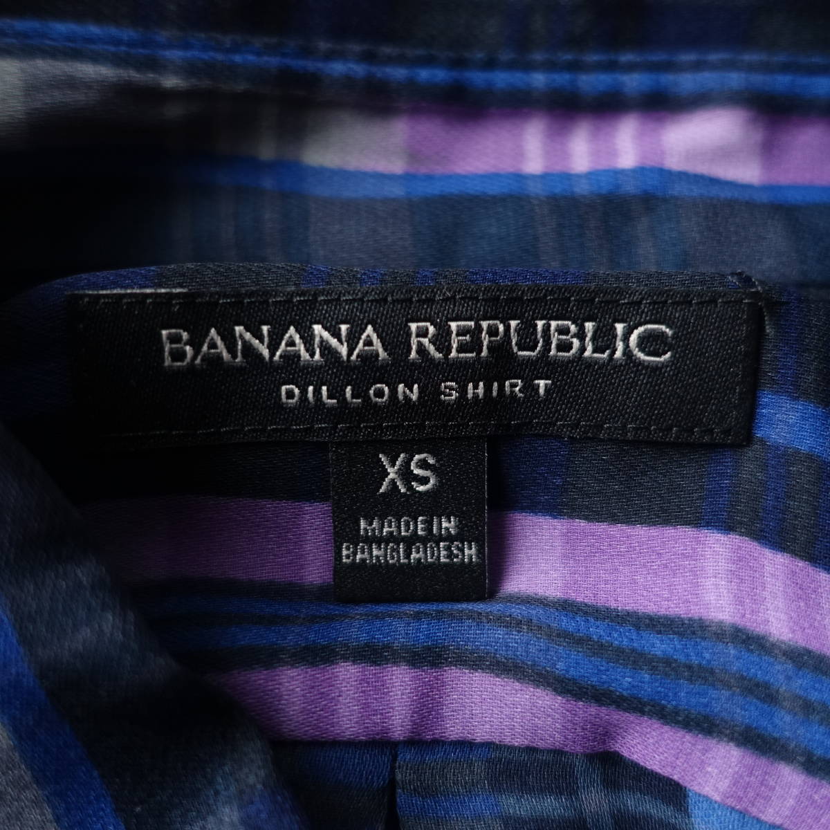 美品☆BANANA REPUBLIC/バナナリパブリック/XS/シャツ/ネイビー×パープル×グレー/ブラウス/長袖/レディース_画像4