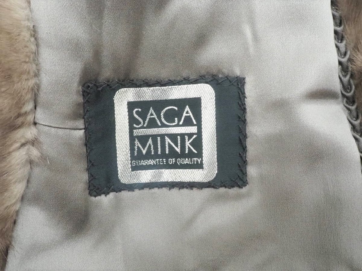 美品【 銀 SAGA MINK 】高級毛皮 ブルーアイリスミンク ベスト◇77cm丈