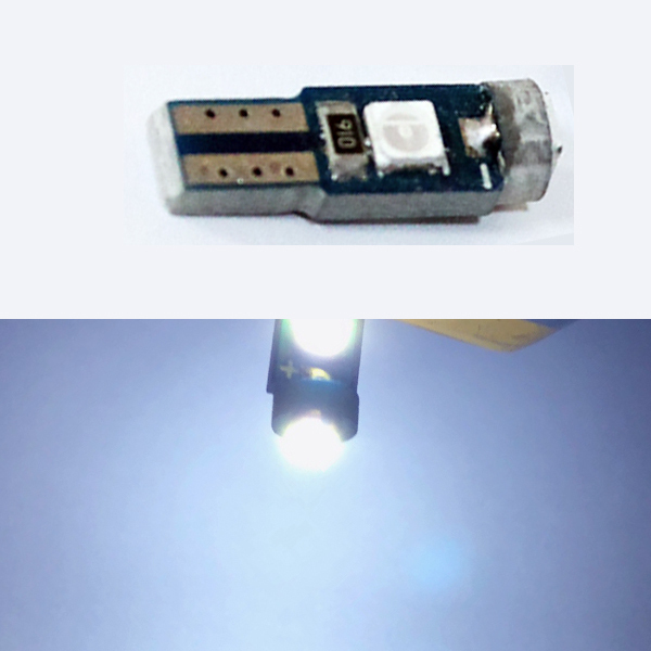 4個 LED 3SMD T5 T6.5 ライトエアコン メーター パネル 基盤型 ソケット クリスタルブルー 球 広角照射 バイク 車_画像1