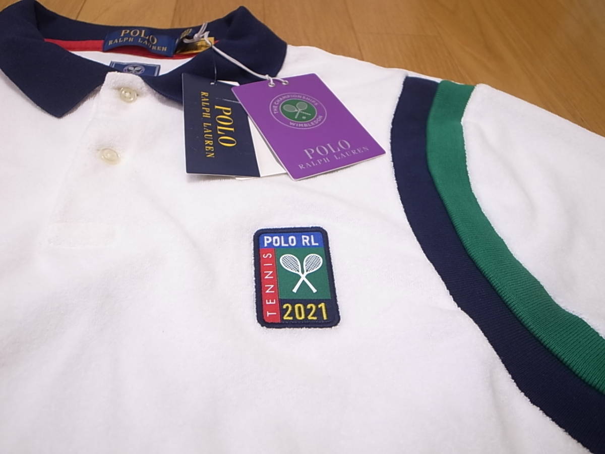 【送料無料 即決】Polo Ralph Lauren 2021年 テニス ウィンブルドン The Championships Wimbledonパイル地 ポロシャツ 白 ホワイト XL 新品