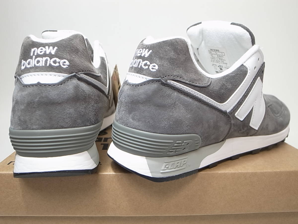 NEW BALANCE UK製 M576GRS 25.5cm US7.5新品 GRAYグレーxホワイト灰色  オールピッグスキンスエードSUEDE英国製イギリス製