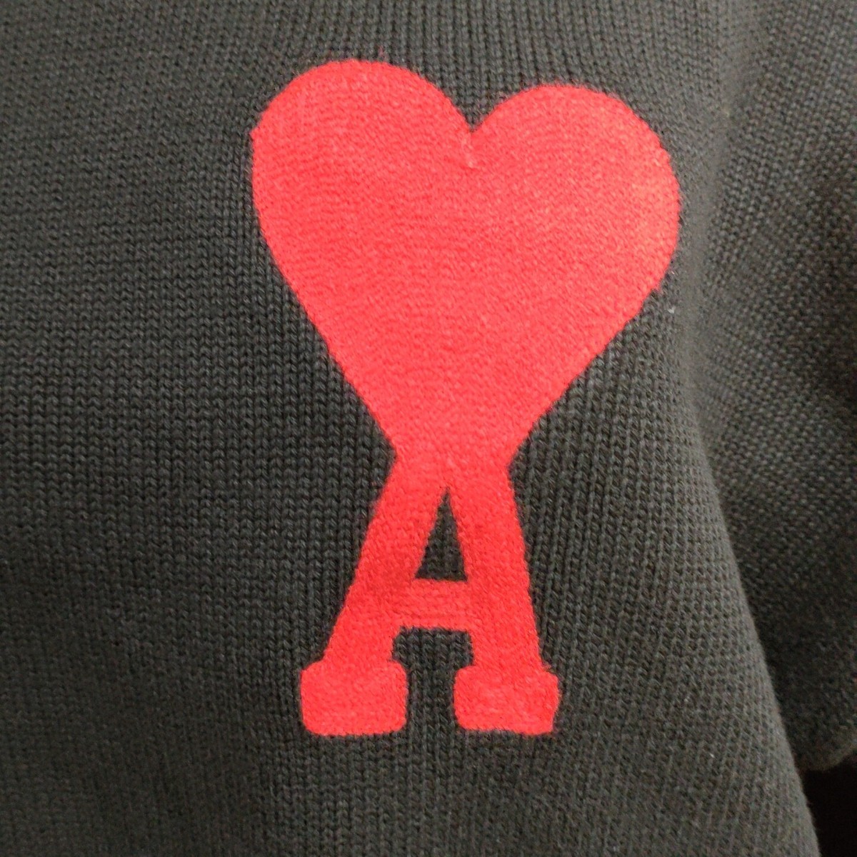 アミアレクサンドルマテュッシ amiparis クルーネックセーター 黒　ロゴ刺繍Ｌ　男女兼用　新品タグ付き　トップス