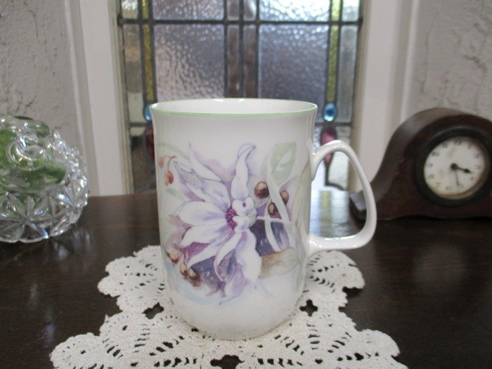 花柄 マグカップ ペン立て フラワーベースにも 置物 飾り イギリス 英国製 キッチン雑貨 tableware 1699e_画像1