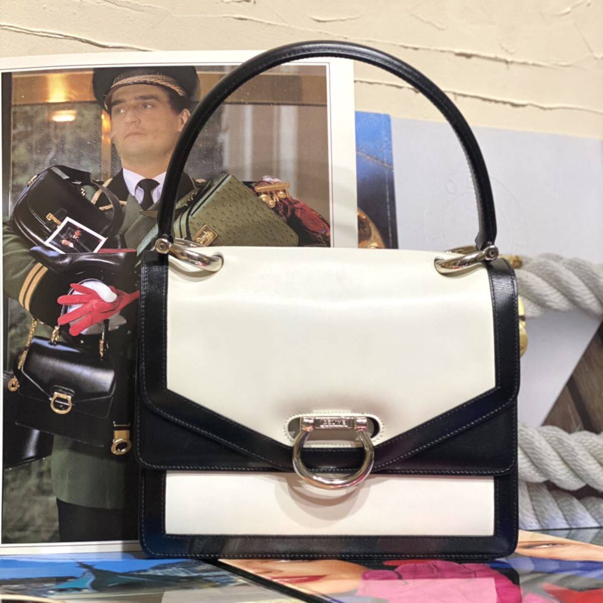 激レア 希少 VINTAGE OLD CELINE バイカラー ダブルフラップ