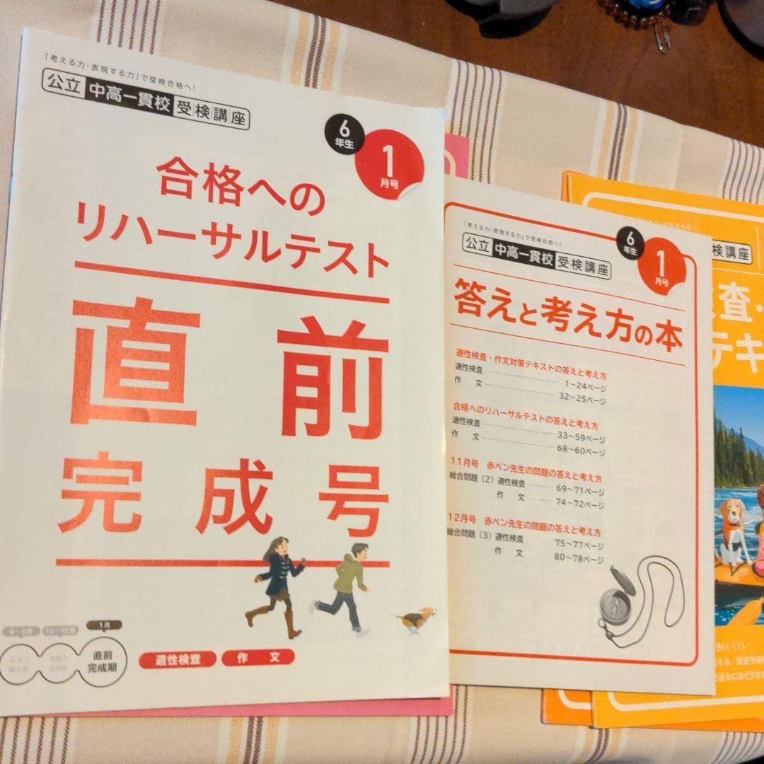 6年生　考える力プラス講座　公立中高一貫校受検講座　進研ゼミ　ベネッセ　未使用テキストとリハーサルテスト　　　※テキストのみ※