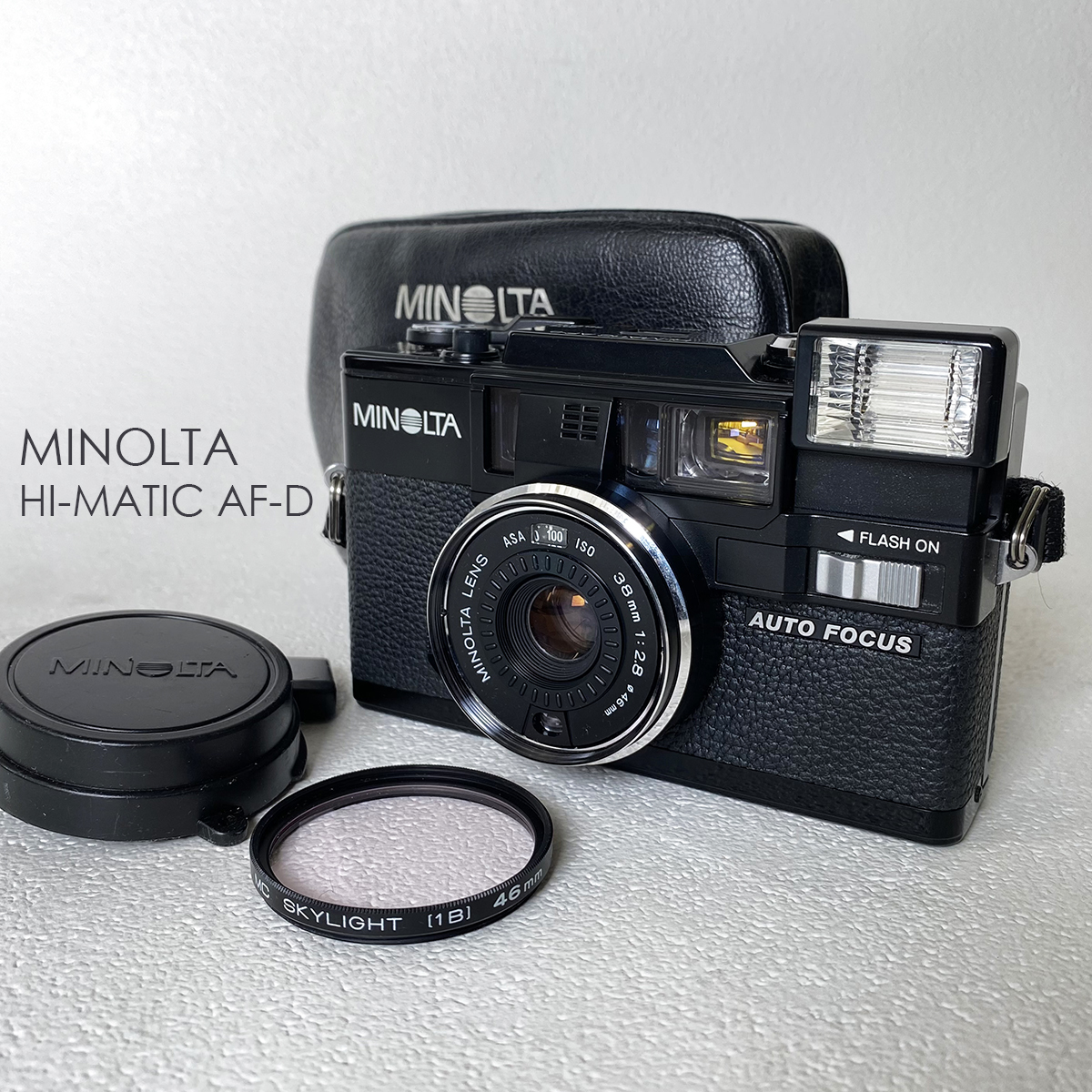 動作品 良品 MINOLTA ミノルタ HI-MATIC AF-D レンジファインダー カメラ 38mm 1:2.8 φ46mm レンズ レトロ  フィルター ケース 付き 札幌