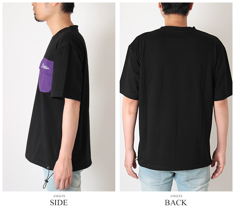 《 ラスト1点 》 半袖 Tシャツ メンズ ブラック 黒 L 新品 未使用 トップス カットソー ポケット ポケT アウトドア 【STS-25419】