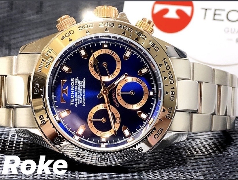 送料無料 新品 テクノス TECHNOS 正規品 クロノフラフ 腕時計 ブルー×ピンクゴールド 腕時計 ビジネスウォッチ ダイバー腕時計 メンズ 