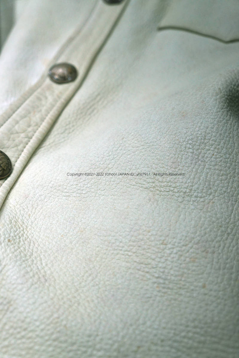 日本買取 RED MOON ディアスキン レザーシャツ F/L程度 コンチョボタン 鹿革 レッドムーン 片ポケット ワークシャツ ジャケット