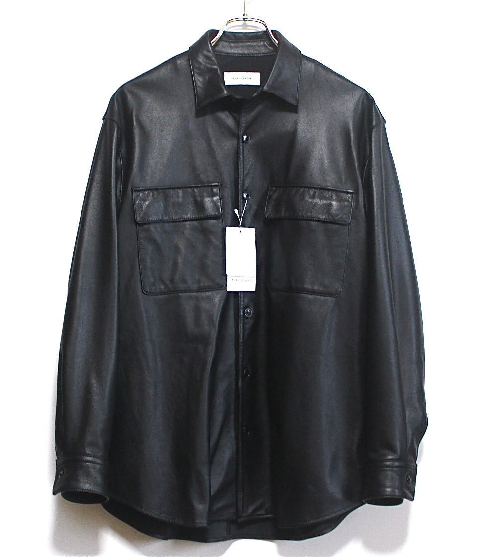 新品】ADAM ET ROPE' シープ レザー シャツ(M)黒 アダムエロペ