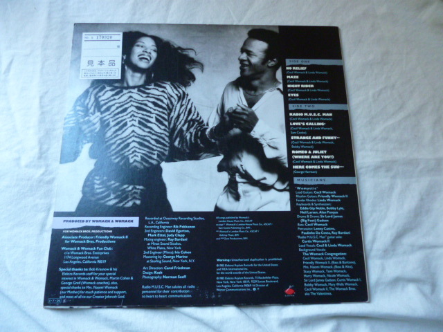 Womack & Womack / Radio M.U.S.C. Man 名盤 SOUL レア 国内プロモ盤 LP ライナー付属 No Relief / Night Rider / Love's Calling 収録試聴_画像2